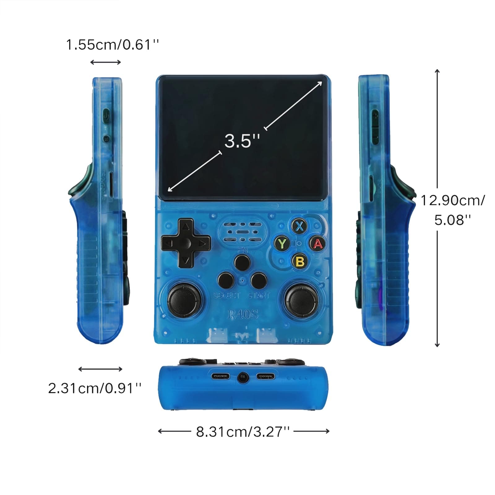 Consola de Videojuegos Retro Portátil R40S 256GB 45,000+ Juegos Clásicos Retro Consola 3.5" Portátil, R36Pro Actualizada (Azul lago) thumbnail 2
