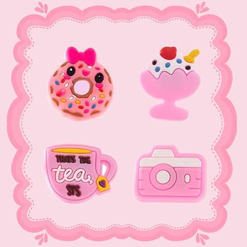Sylvansong 30,50,100pcs Random Pink Shoe Charm for Girls Cute Shoe Decoration Charms fit Clog Sandal for Teens Women Birthday Party Favors Gifts thumbnail 5