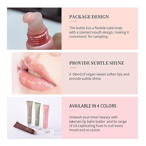 4 Flavors Lip Glossy Butter Balm Lip Tint Hydrating Lip Gloss, Soothes & Softens Dry Lips High Shine Nude Color Nourishing Lip Care Finish (4 Color, 0.5 Oz) thumbnail 6
