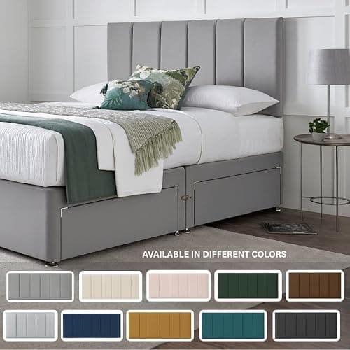 hm bedding Velvet Upholstered Headboard for Divan Beds – 20-Inch Lined Extra Padded Plush Headboard with Wooden Struts – Luxury Bedroom Furniture (Grey, Double) thumbnail 4