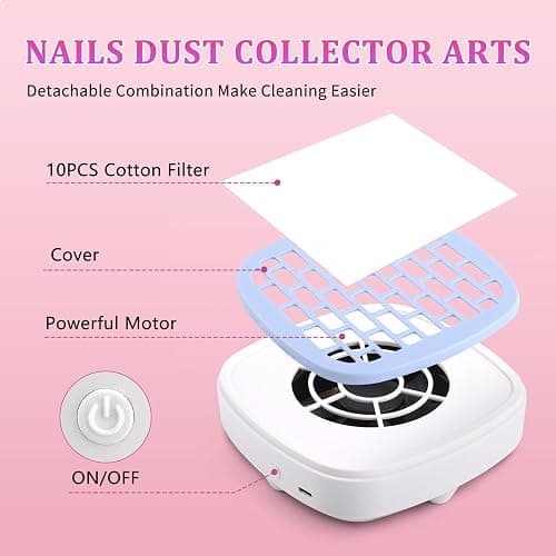 ANGNYA Nail Dust Collector with 10PCS Filter Pads, Compact Vacuum Fan Dust Collector for Beginner Mini Dust Suction Machine Manicure Pedicure Tool for Acrylic Nail Polishing for Home Use thumbnail 6