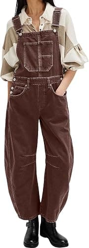 yoeasy Women's Denim Overall Barrel Wide Leg Bib Baggy Jeans Adjustable Strap Denim Romper Stretch Jumpsuit Y2K Pants thumbnail 2