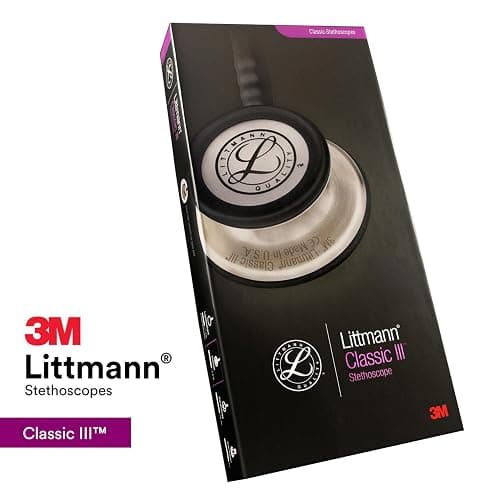 3M Littmann Classic III Monitoring Stethoscope, 5803, More Than 2X as Loud, Weighs Less, Stainless Steel Black-Finish Chestpiece, 27" Black Tube, Stem and Headset thumbnail 10