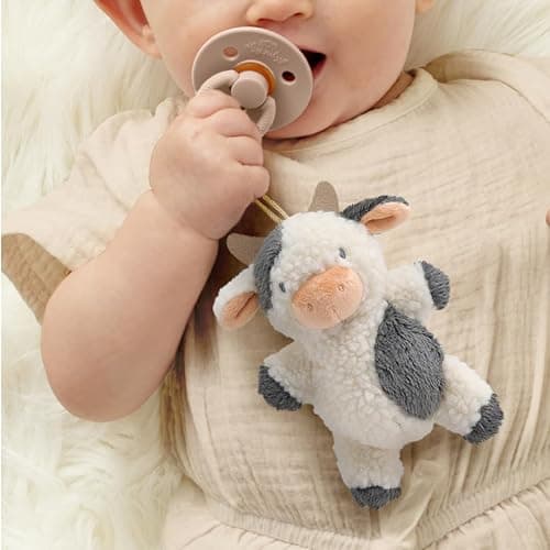 Itzy Ritzy Pacifier & Lovey Set - Natural Rubber Pacifier with Stuffed Animal Lovey - Detachable Plush Cow Binky Holder & Coordinating Natural Rubber Binky, Ideal for Ages 0-6 Months (Cow) thumbnail 2