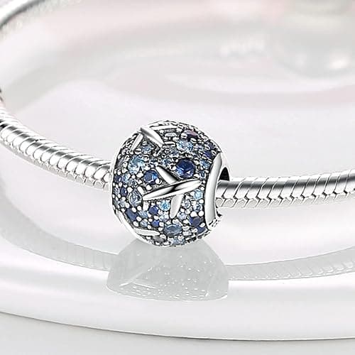 💙 MULA 925 Sterling Silver Charms for Bracelets and Necklaces Family Letters Dangle Pendants Airplane Travel Beads Family Tree Jewelry Charms for Women thumbnail 2