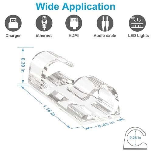 Adhesive Cable Clips Clear (40PCS, M), Upgraded Wire Holders for Wall, Strong Cord Organizer Under Desk, Car, PC, Christmas Light Indoor/Outdoor thumbnail 4