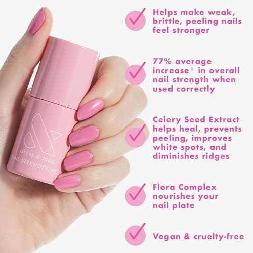 Olive & June Nail Strengthener | Heals & Conditions Weak, Brittle Nails | Up to 77% Increase in Strength | Prevents Peeling & Ridges | Celery Seed + Flora Complex | Vegan, Cruelty-Free Nail Treatment thumbnail 3