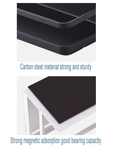 ELESEI Magnetic Spice Rack Refrigerator Side Magnetic Spice Rack Kitchen Magnetic Shelf Magnetic Fridge Shelf Perfect Space Saver for Kitchen/Apartment 2 Pack (White) thumbnail 3