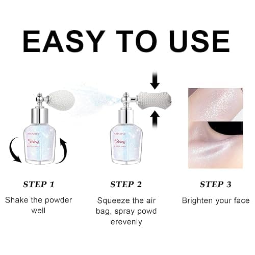 Hair and Body Glitter Spray, Shimmering Powder Sparkle Powder Makeup, Glitter Loose Sparkle Makeup for Body Highlighter,Festival Prom Rave Accessories (Sparkling Pink) thumbnail 9