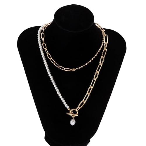 Cowboy Chic Turquoise Necklace for Women layered Paperclip Necklace Chunky Pearl Necklaces for Women Statement Cowgirl Country Concert Jewelry Outfit Accessories Christmas Stocking Stuffers thumbnail 6
