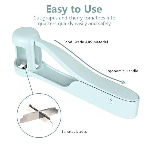 Luvan Grape Cutter for Toddlers, Grape Slicer Tool, Grape Tomato Cherry Strawberry Cutter Tools Into 4 Pieces for Vegetable Fruit Salad, Stainless Steel Quarter Grape Slicer Kitchen Gadget thumbnail 4