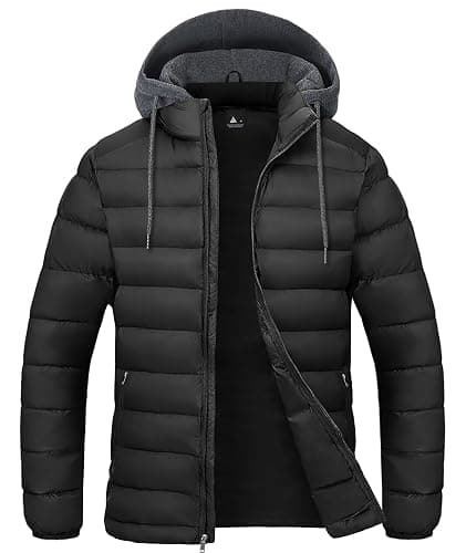 SWISSWELL Mens Lightweight Puffer Jacket with Hood Quilted Insulated Water-Resistant Coat Warm Winter Zip Up Hooded Jacket - Image 1