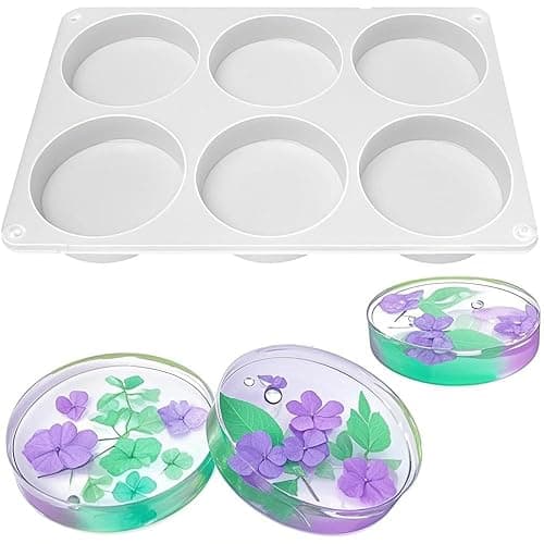 6-Cavity Deep Round Coaster Silicone Molds for Epoxy Resin, 4 Inches Coaster Resin Mold for Flower Bouquet Preservation thumbnail 7
