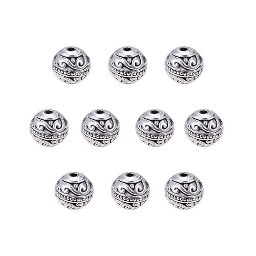 PH PandaHall 8mm Round Spacers Beads, 60pcs Tibetan Alloy Metal Charms Beads Antique Silver Metal Loose Spacer Beads for Bracelet Necklace Jewelry Making, Hole: 1.5mm - Image 1