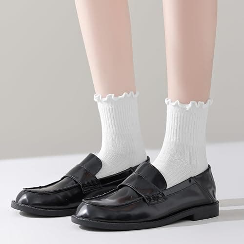 ANDERE ARTE Womens Ruffle Ankle Socks Cute Lettuce Edge Crew Socks for Women thumbnail 6