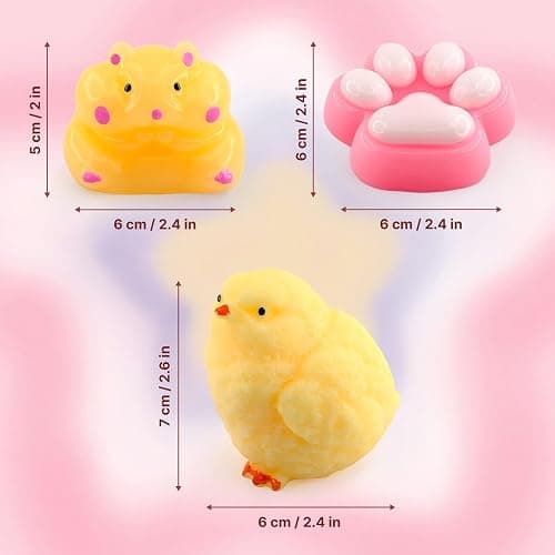 Taba Squishy Toys, Cute Cat Paw Chick Hamster Squeeze Fidgets, Soft Sensory Stress Relief Toys for Anxiety, Kawaii Animal Party Favors Goodie Bag Fillers for Kids Adults (3PCS) thumbnail 3