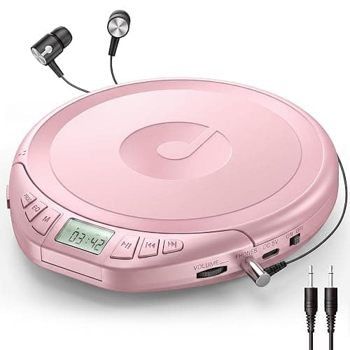 Gueray CD Player Portable with Earphones, CD Discman AUX Cable for Car Home | Personal Discman CD player,PROG memory, CD-R/RW MP3/WMA, Anti-skip shockproof protection, A-B repeat,LCD display - Image 1
