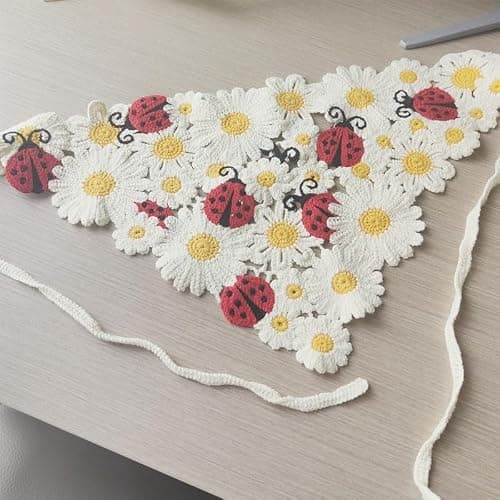 NOIAFZY 1Pcs Fashion Adorable Ladybug Crochet Headband Triangle Knit Hair Scarf Stylish for Women Accessory Pastoral Chic Style thumbnail 7