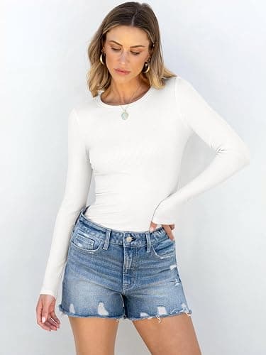 ANRABESS Women Long Sleeve Shirts Rib Knit Slim Fit Tops Basic Tee 2025 Fall Outfits Casual T-Shirt Underscrubs Layer Clothes thumbnail 2