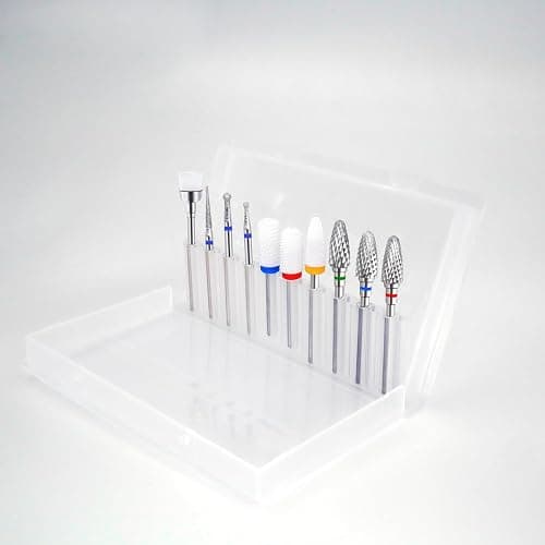 Fantexy 10 Pieces Ceramic Nail Drill Bits, 3/32 Inch | Professional Acrylic Nail Bit Set, Nail File Bits, Electric Manicure Machine, Home Salon Use thumbnail 9