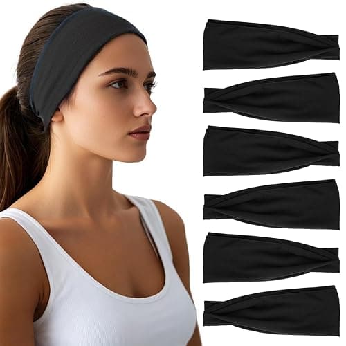 Headbands for Women - 6 Pack Wide Elastic Hair Bands | Stretchy Sweatbands Hair Bands | Soft Sports Thin Head Bands | Non-Slip Accessories Bands for Fashion, Washing Face, Workouts, Yoga, Daily Use - Image 1