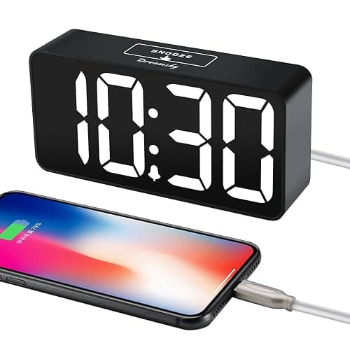 DreamSky Small Digital Alarm Clock for Bederoom, Large Big Numbers Display with Dimmer for Living Room, Electric Bedside Desk Clock with USB Charging Port, Adjustable Volume, USB-C Adapter Powered thumbnail 6