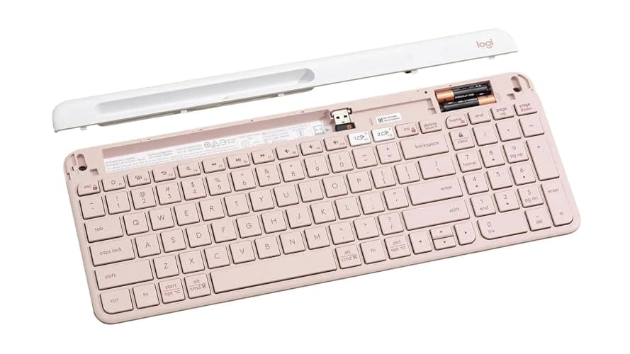 Logitech K585 Multi-Device Slim Wireless Keyboard, Built-in Cradle for Device; for Laptop, Tablet, Desktop, Smartphone, Win/Mac, Bluetooth/Receiver, Compact, Easy Switch, 24 Month Battery - Rose thumbnail 7