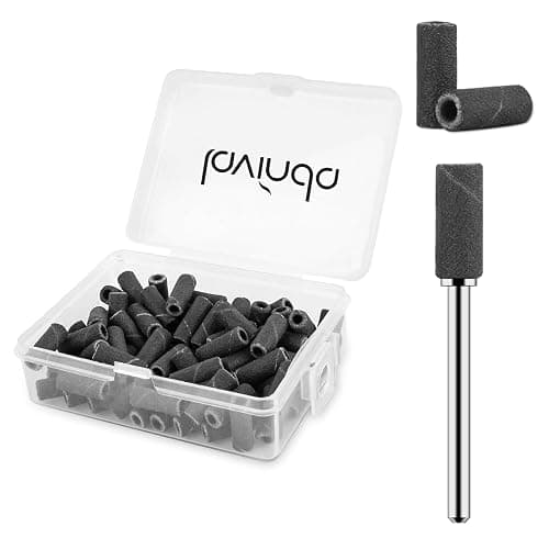Lavinda Small Sanding Bands Nail Drill Bit, 80 Piece Extra Fine Sanding Bands for Nail Drill with 3.1mm Mandrel Bit for Acrylic Nails Gel Removing Shaping Polishing Nail Salon Use (240 Grit, Black) - Image 1