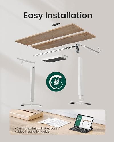 FEZIBO Electric Standing Desk with Drawers, 48 x 24 Inch Height Adjustable Desk with 3 Memory Presets, Sit Stand Up Desks for Home Office, Natural thumbnail 9
