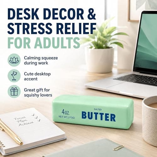 Crunchy Blue Butter Squishy ASMR Squeeze Stress Relief Fidget for Adults | Crunchy ASMR Experience, Soft Flexible Texture, Satisfying Hand Squeeze for Relaxation, Office Desk Accessory and Adult Gift thumbnail 6