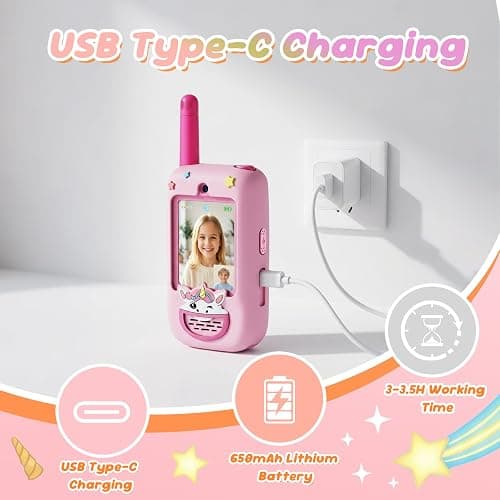 Kids Video Walkie Talkies, 2 Pack with Screen, Long Range Two Way Radio | Rechargeable Video Walkie Talkie Toys with 4 Voice Effects, Camping Hiking Birthday Gift for Boys Girls Age 3-12 thumbnail 7