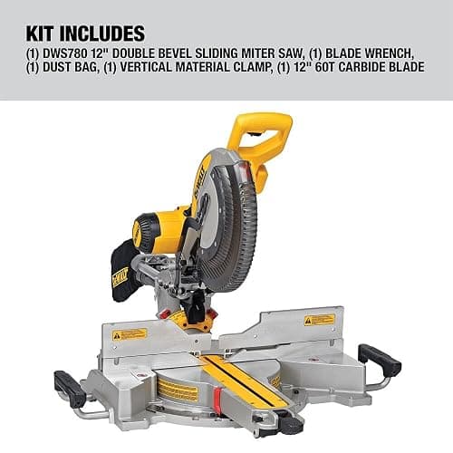 DEWALT Miter Saw, 12-inch Double Bevel Sliding Compound Miter Saw with XPS LED Shadow Light System, Includes Blade Wrench, Material Clamp and Dust Bag (DWS780) thumbnail 3