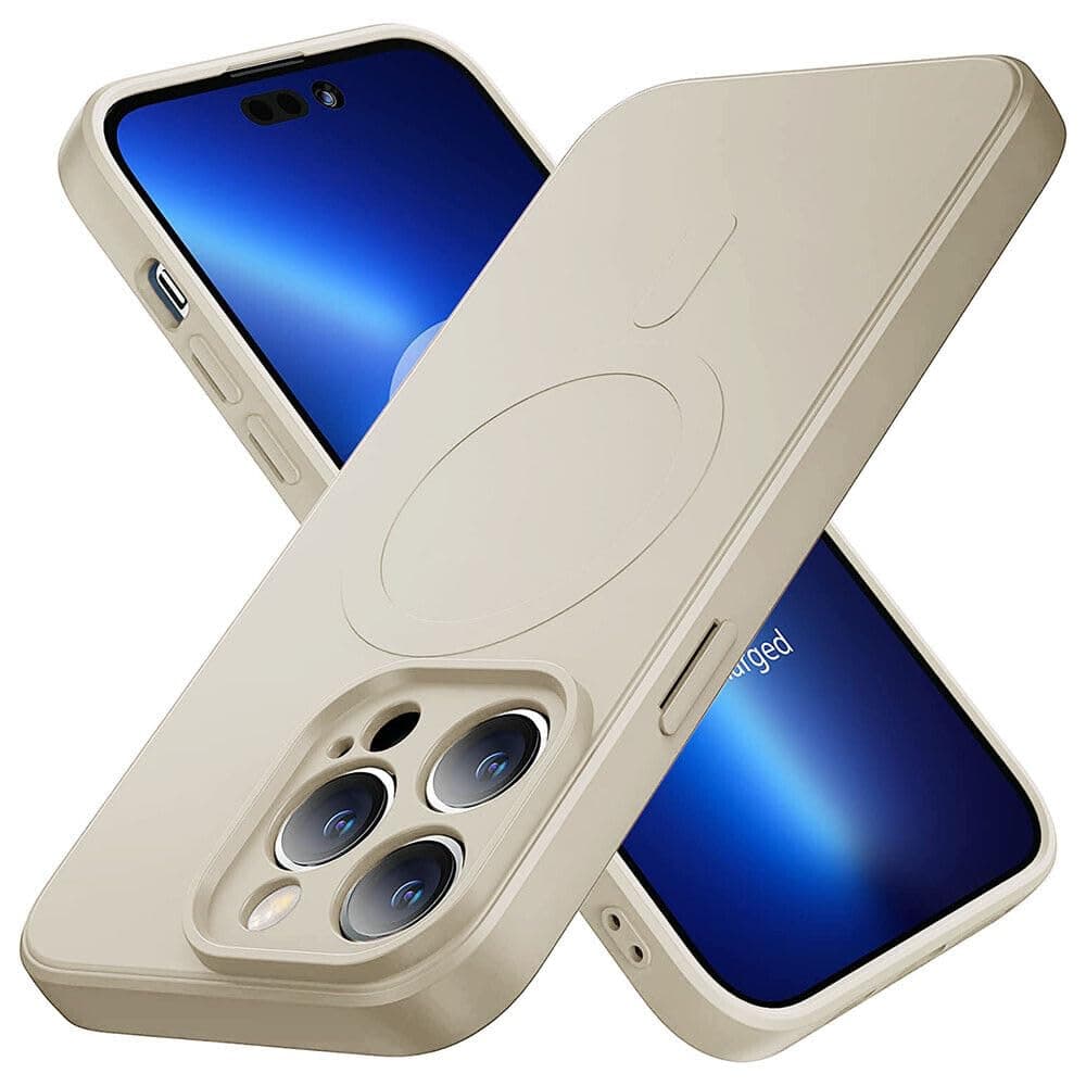 Compatible with Mag Safe Devices Magnetic Wireless Charging Phone Case Back Grippy Protective Frame Shockproof Silicone Cover with Camera Protection (Bloosom White, iPhone 14 Plus) thumbnail 2