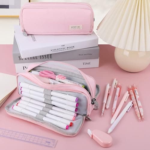 iSuperb Large Pencil Case 3 Compartments Pencil Pouch Big Capacity Pencil Bag for Kids Teen Girls Boys Student School Supplies Oxford Organizer Pen Bag Cosmetic Makeup Pouch thumbnail 2