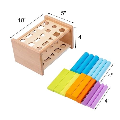 Montessori Toys for 1 2 3 Years Old Wooden 3D Shape Matching Toys,Wooden Posting Stand Montessori Color Sorting Sticks Game-Cognitive Shapes Colors,Educational Sensory Toy for Boys Girls Gift（15 Pcs） thumbnail 2