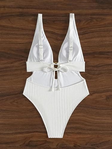 QGIUG Women Sexy High Cut Cheeky One Piece Swimsuits Monokini Plunge V Neck Cutout Bathing Suit Beach Pool Party Rave Outfits thumbnail 6