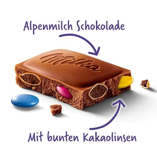 Milka Schokolade mit bunten Kakaolinsen – Alpenmilch-Schokolade mit knackigen Schoko-Linsen – 100g thumbnail 3