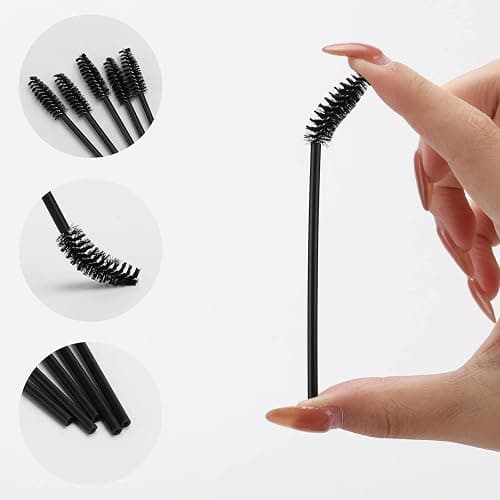 100 Pcs Disposable Mascara Wands, Eyebrow Spoolies Brush for Eyelash Extensions, Lash Brushes with Container (Black) thumbnail 3