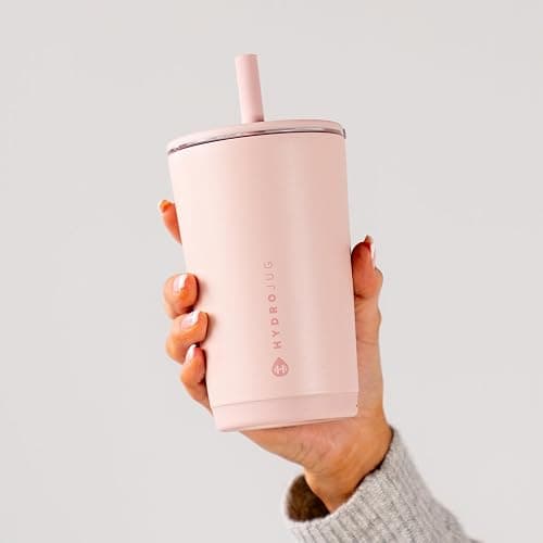 HydroJug Everyday Tumbler 14 oz – Ceramic-Lined Insulated Tumbler with Straw and Soft-Touch Lid, Cup Holder Friendly, Double-Wall Vacuum Insulation, Reusable Travel Cup – Dusty Rose thumbnail 6