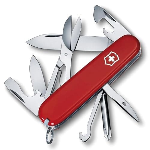 Victorinox Super Tinker Swiss Army Knife, 14 Function Swiss Made Pocket Knife with Large Blade, 2 Screwdrivers and Multipurpose Hook - Red - Image 1