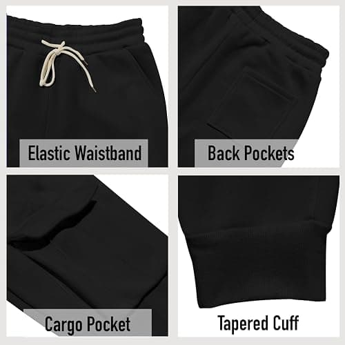TRFIC Mens Fleece Cargo Sweatpants Heavyweight Elastic Waist Pants with Pockets Baggy Drawstring Jogger Pants thumbnail 4