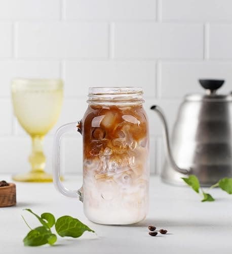 ANOTION Mason Jar with Lid and Straw, 24 oz Regular Mouth Mason Jars with Handle Drinking Glasses Tumbler Reusable Cups Smoothie Water Bottles for Iced Coffee (Classic 2 cups Style) thumbnail 7