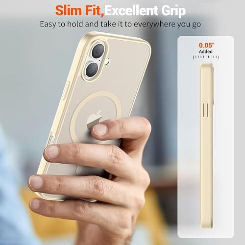 SUPFINE Magnetic for iPhone 16 Plus Case (Compatible with MagSafe) (Military Grade Drop Protection) Slim Translucent Matte Shockproof with Anti-Fingerprint Phone Case,Antique White thumbnail 7