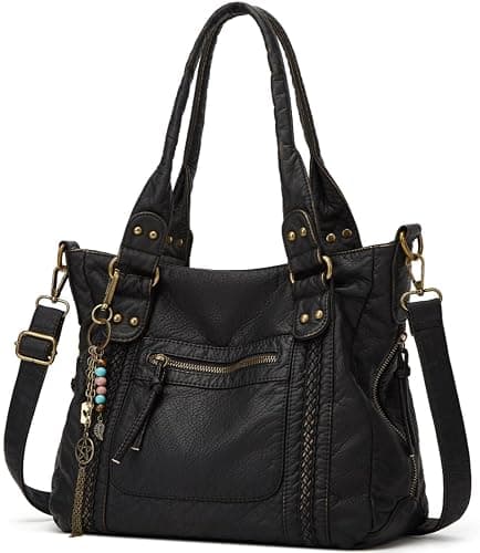Worldlyda Crossbody Bags for Women Large Tote Soft Leather Purses Washed Y2K Hobo Vintage Handbag Shoulder City Bag - Image 1