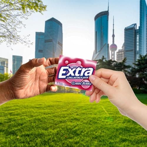 EXTRA Classic Bubble Gum, Sugar Free Chewing Gum, 3 Pack, 15 Sticks | EXTRA sugar free gum 3 pack with 15 sticks; bubble gum and sugar-free chewing gum for travel, home, and office thumbnail 4