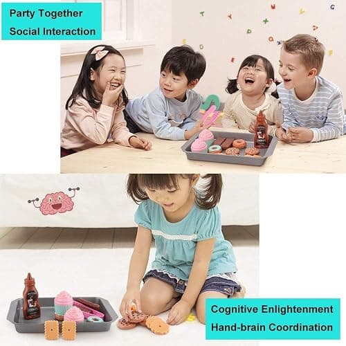 Elitoky Cookie Play Food Set, Play Food for Kids Kitchen - Play Kitchen Accessories - Play Baking Cookies and Cupcakes Plastic Toy Food for Pretend Play, Kids Toddler Childrens Birthday Gifts thumbnail 6