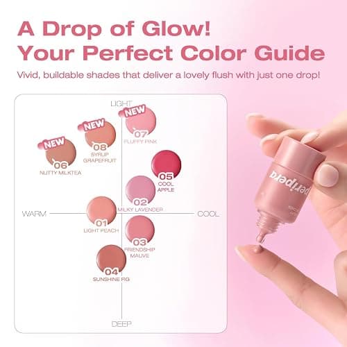 PERIPERA SYRUPY TOK CHEEK 5 Colors, Liquid Blush, Dewy Finish and Hydrates All day, Soft Velvet Texture Face Cheek Tint (01 LIGHT PEACH, One Size) thumbnail 4