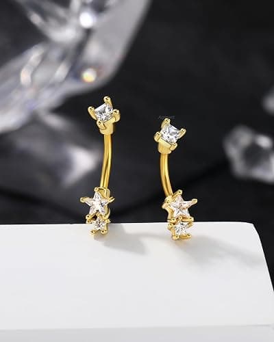 Agrewd Minimalist Star Rook Earrings 16G Eyebrow Jewelry Surgical Steel Rook Piercing Jewelry Belly Button Ring Curved Barbell thumbnail 5