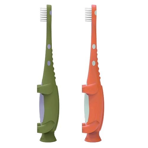 Dr. Brown's Baby and Toddler Toothbrush, Green and Orange Dinosaur 2-Pack, 1-4 Years thumbnail 13