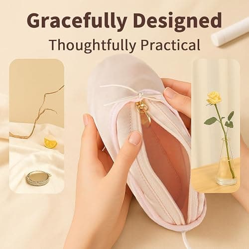 Personalized Pink Ballet Dance Shoe Slipper Makeup Bag with Butterfly Knot - Custom Name Ballerina Cosmetic Pouch & Organizer for Dancers, Unique Dance-Themed Gift for Dancers and Dance Lovers thumbnail 3